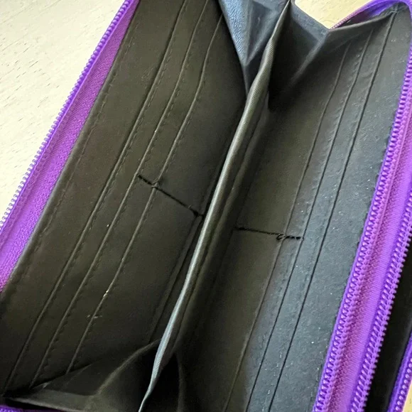 Purple Western Style Studded Wallet Bohemian Elephant Double Zipper Wristlet New - Picture 5 of 11